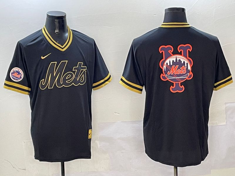Men New York Mets Blank Black Gold Game 2025 Nike MLB Jersey style 3256